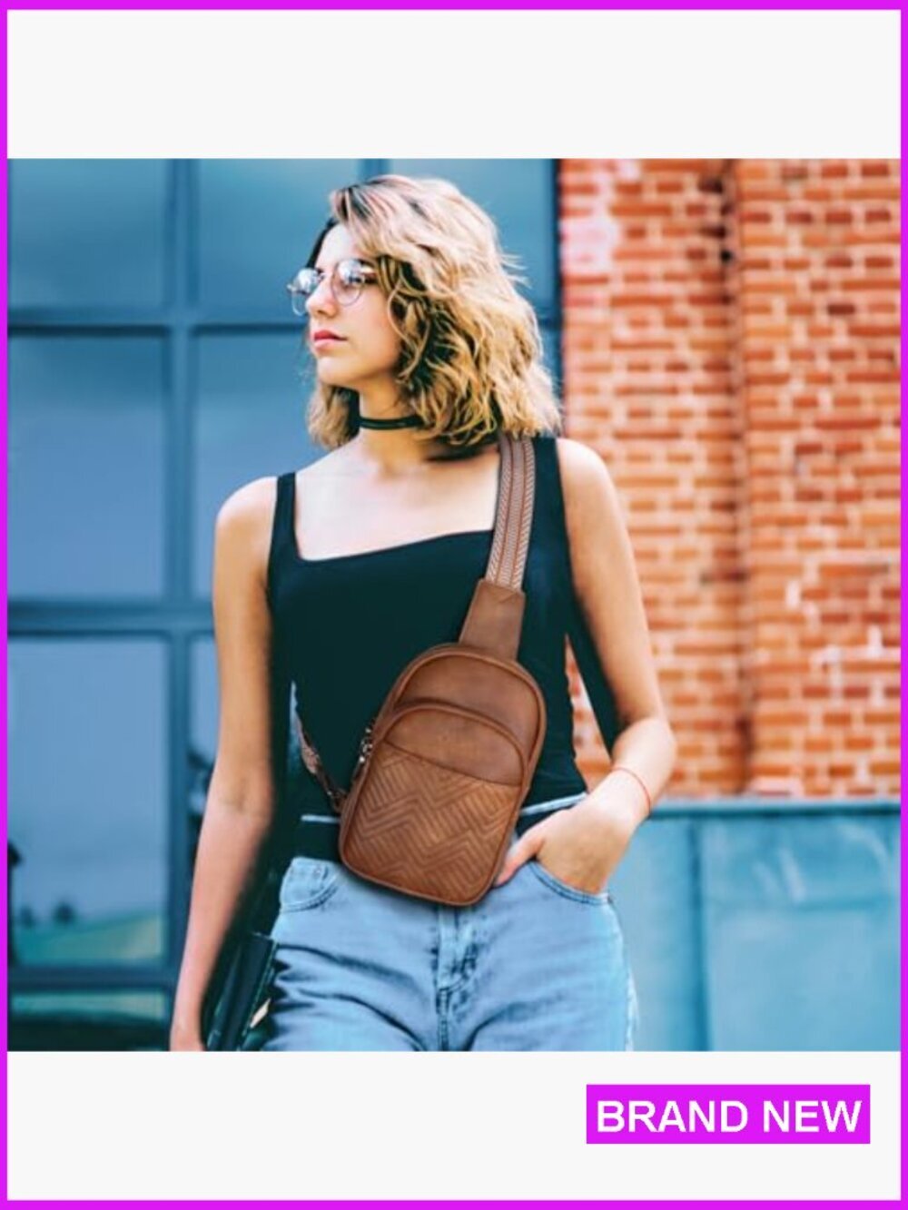 Faux Leather Crossbody Sling Bag Anti-Theft RFID Travel Purse Chic Minimal - Picture 2 of 7